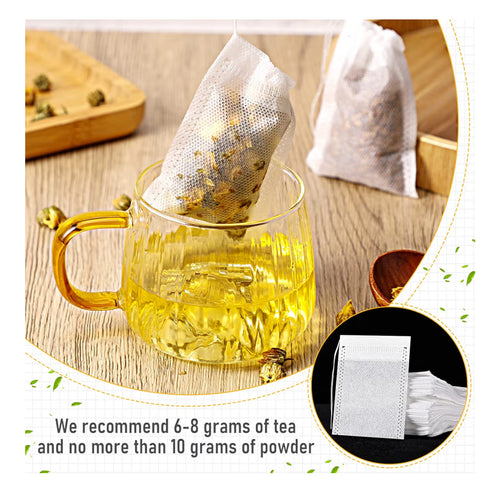 100 Disposable Tea Bags for Loose Leaf Tea infusion with drawstring