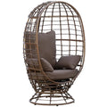 Wicker Egg Chair 360 Rotating Indoor Outdoor Boho Basket Seat with Cushion and Pillows for Backyard Porch Patio Garden Handwoven