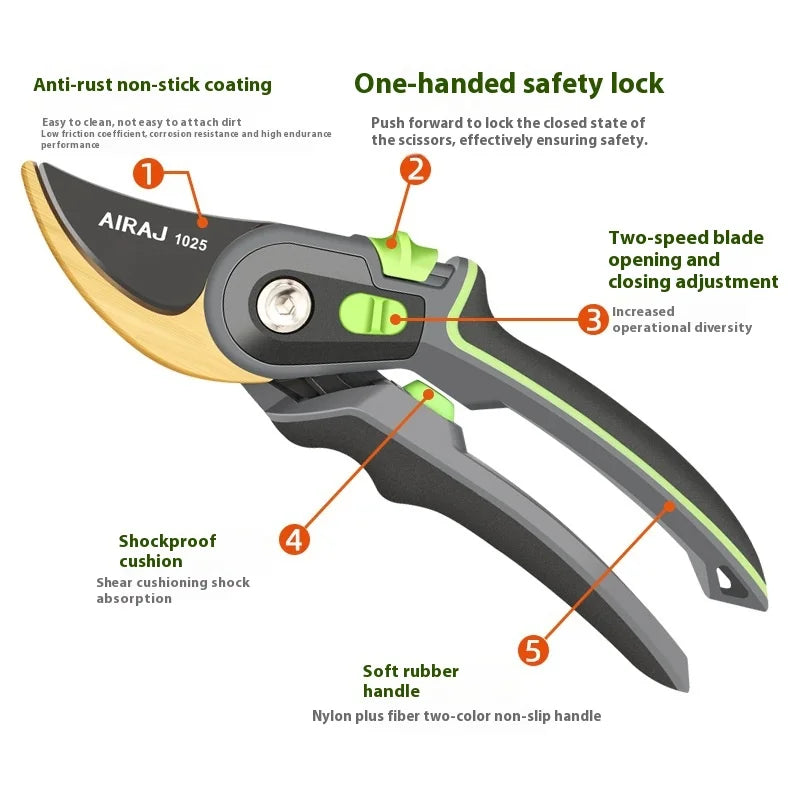 Multifunctional Pruning Shear Garden Tools Labor Saving Scissors Gardening Plant Sharp Branch Pruners Protection Hand Durable