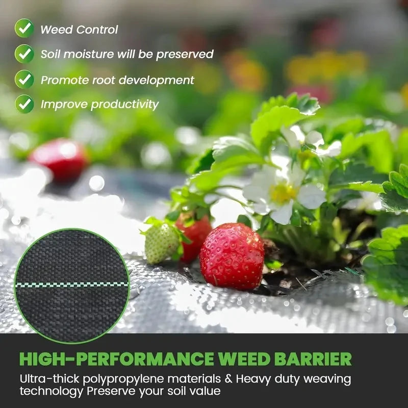 Weed Barrier Fabric Heavy Duty, Woven Weed Control Fabric, Non-Slip Outdoor Rubber Floor Mats, Weed Block Polyethylene Ground Co