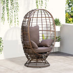 Wicker Egg Chair 360 Rotating Indoor Outdoor Boho Basket Seat with Cushion and Pillows for Backyard Porch Patio Garden Handwoven