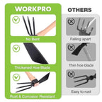 Hoe and Cultivator Garden Rake with 14 Wooden Handle Sharp Hoe Blade Sturdy 3 Claw Tiller 2in1 Heavy Duty Gardening Hand Tools