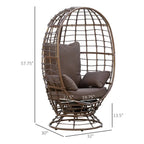 Wicker Egg Chair 360 Rotating Indoor Outdoor Boho Basket Seat with Cushion and Pillows for Backyard Porch Patio Garden Handwoven