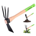Hoe and Cultivator Garden Rake with 14 Wooden Handle Sharp Hoe Blade Sturdy 3 Claw Tiller 2in1 Heavy Duty Gardening Hand Tools