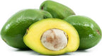 Choquette green skin avocado cut open to show yellow flesh and seed